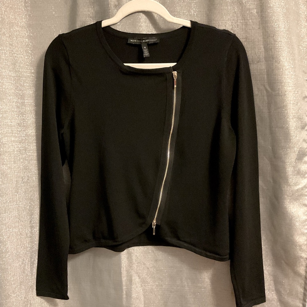White House Black Market Sweater Moto Style Black Size M